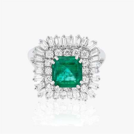 Emerald Glow Diamond Emerald Ring, Yellow Gold
