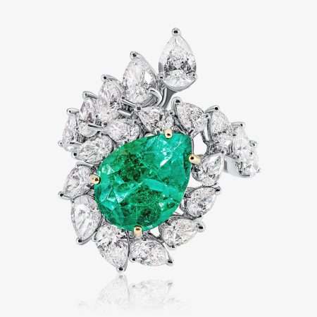 Emerald Glow Diamond & Emerald Emerald Ring, White Gold