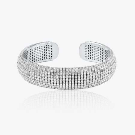 Pave Diamond Bangle, White Gold