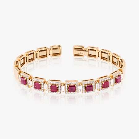 Radiance Diamond & Ruby Bangle, Rose Gold
