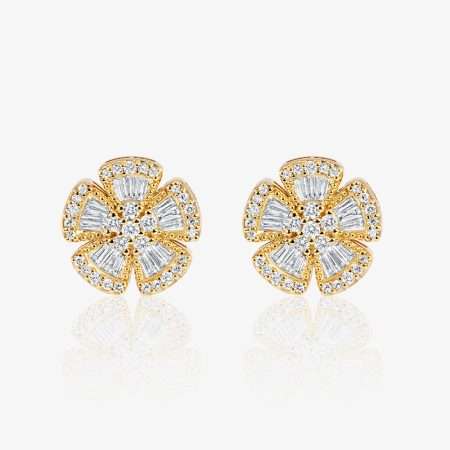 La Fleur Diamond Flower Earring, Yellow Gold S1