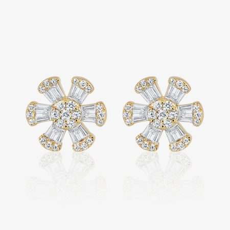 La Fleur Diamond Flower Earring, Yellow Gold S2