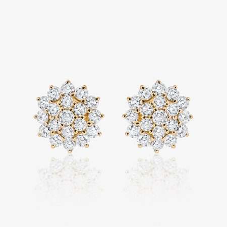 Lumiere Fleur Diamond Flower Earring, Yellow Gold