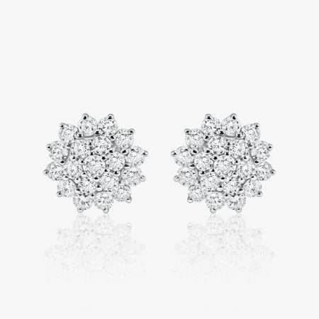 Lumiere Fleur Diamond Flower Earring, White Gold