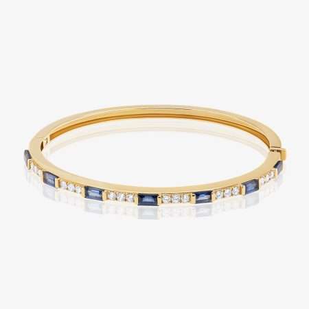 Aura Diamond & Sapphire Bangle, Yellow Gold