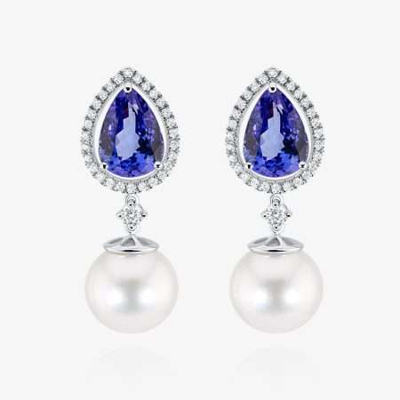 Purity Diamond & Tanzanite Pearl Earring, White Gold