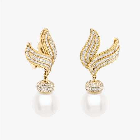 Purity Pearls Diamond & Pearl Pearl Earring, Yellow Gold