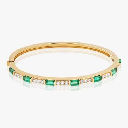 Aura Diamond & Emerald Bangle, Yellow Gold