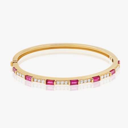 Aura Diamond & Ruby Bangle, Yellow Gold