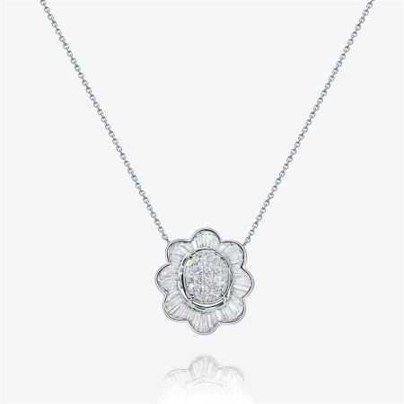 Rosette Diamond Diamond Pendant, White Gold