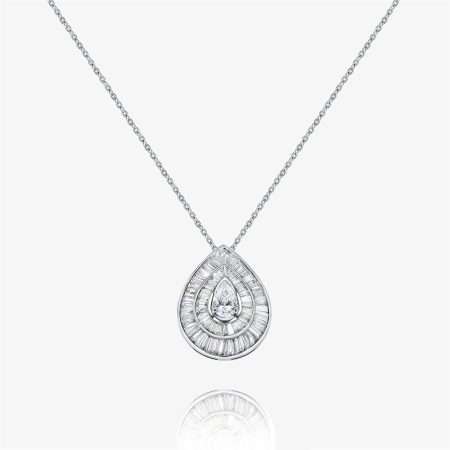 Classic Diamond Diamond Pendant, White Gold