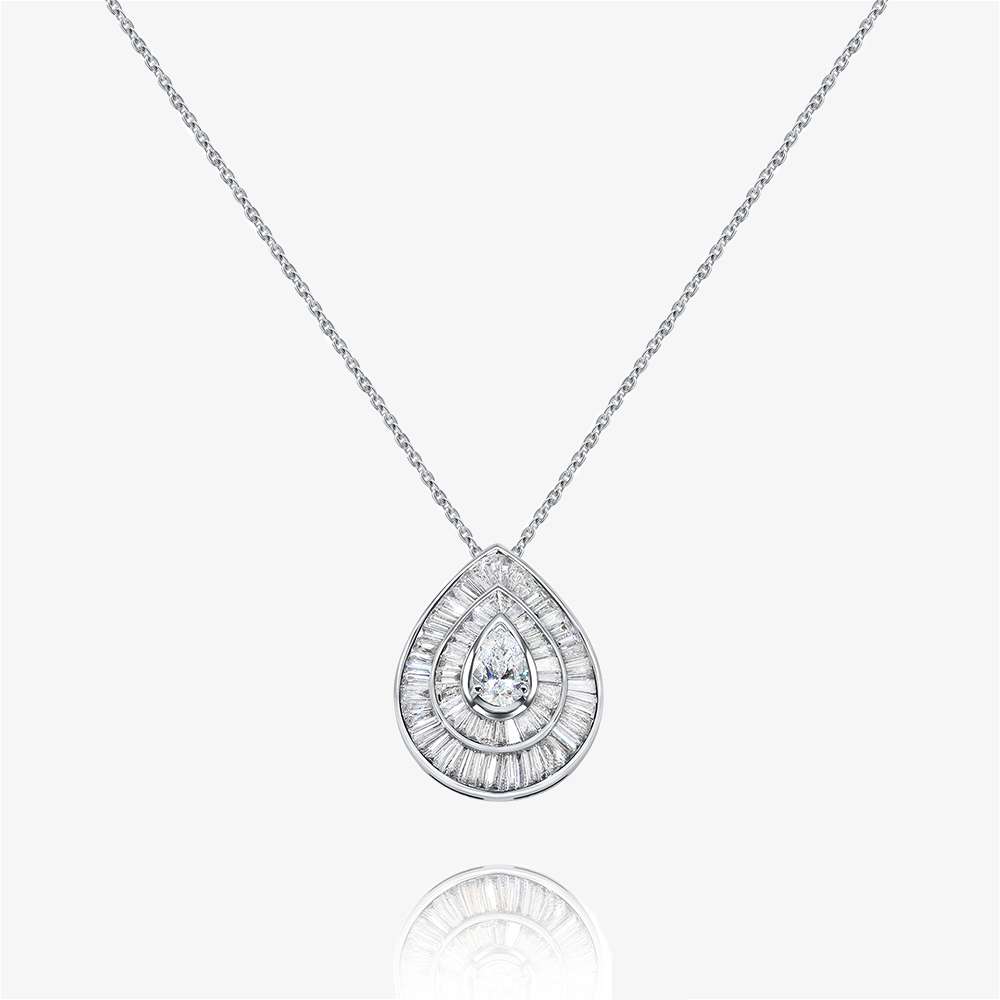 Classic Diamond Diamond Pendant, White Gold