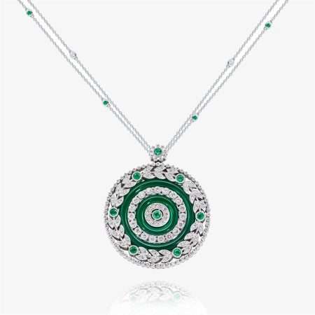 Harmony Jade Diamond & Emerald Emerald Pendant, White Gold