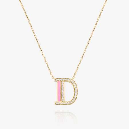 Aura Initials Diamond Initial Pendant, Yellow Gold S1