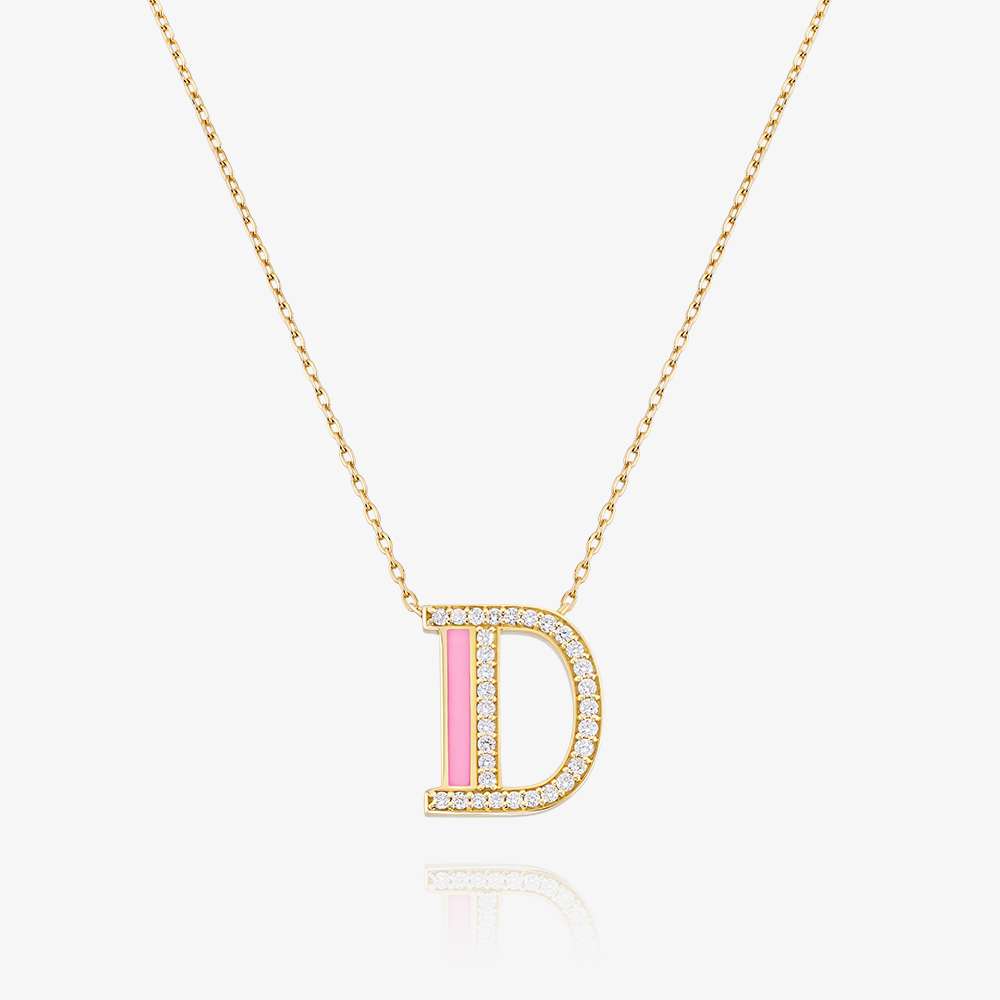 Aura Initials Diamond Initial Pendant, Yellow Gold S1