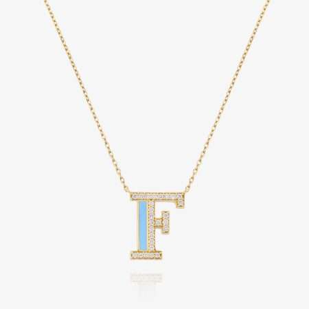 Aura Initials Diamond Initial Pendant, Yellow Gold S2