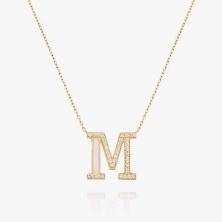 Aura Initials Diamond Initial Pendant, Yellow Gold S3