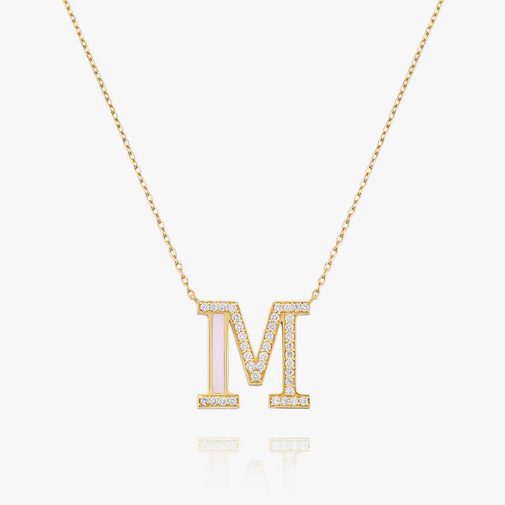 Aura Initials Diamond Initial Pendant, Yellow Gold S3