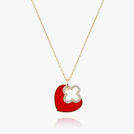 Modern Enamel Diamond Diamond Pendant, Yellow Gold
