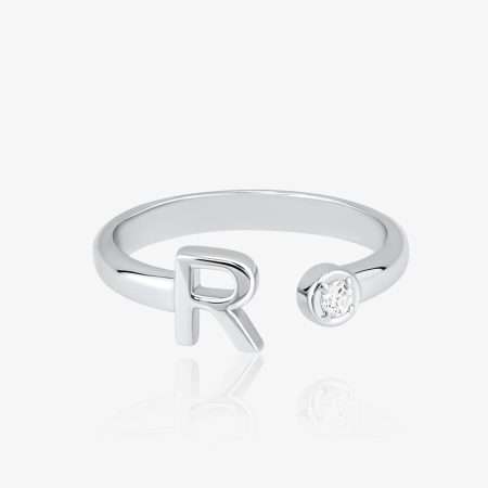 Aura Initials Diamond Initial Diamond Ring, White Gold