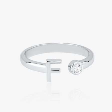 Aura Initials Diamond Diamond Ring, White Gold