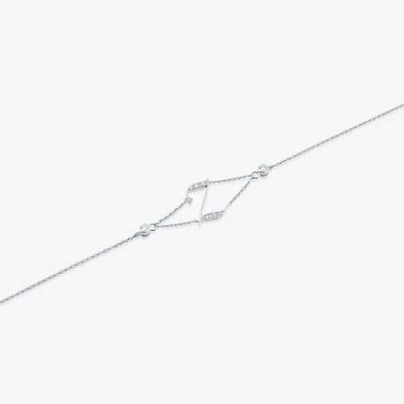 Aura Initials Diamond Initial Bracelet, White Gold