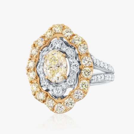 Gem -Led Diamond Ring, White Gold